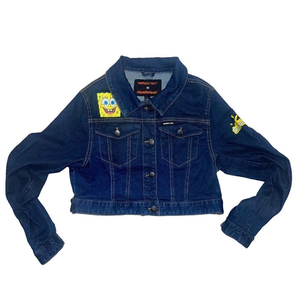 Women’s Members Only X Nickelodeon SpongeBob Square Pants Theme Denim Jacket - Picture 3 of 7